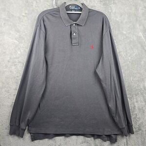 Vintage Polo Ralph Lauren‎ Shirt Mens Large Gray Rugby Red Pony 90's